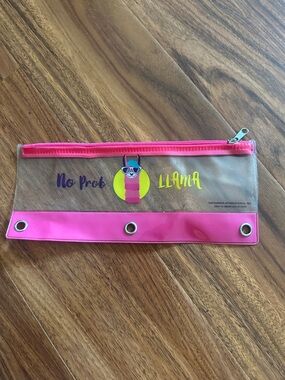 No Prob Llama Pink Clear Pencil Pouch